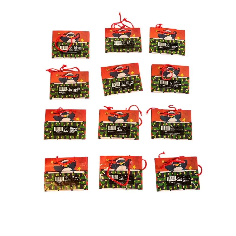 Penguin Christmas Gift Bags w/ Tags Set of 12 6x4 Holiday Treat Bags 2004